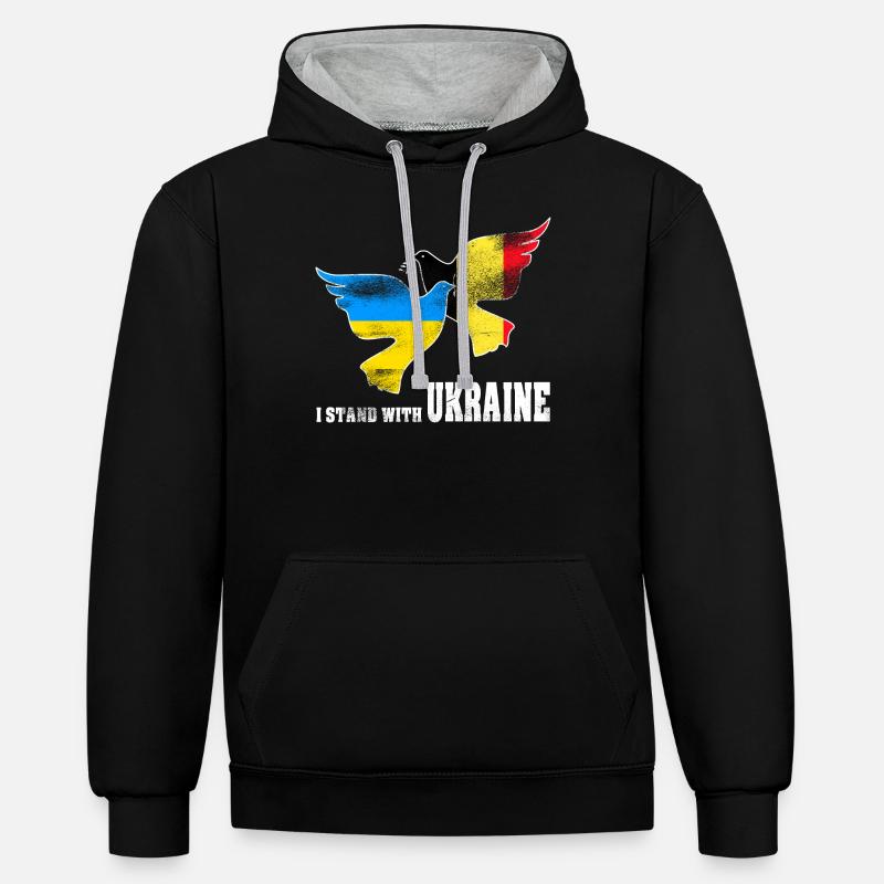 Ukraine - Sweat à capuche contrasté - noir/gris chiné