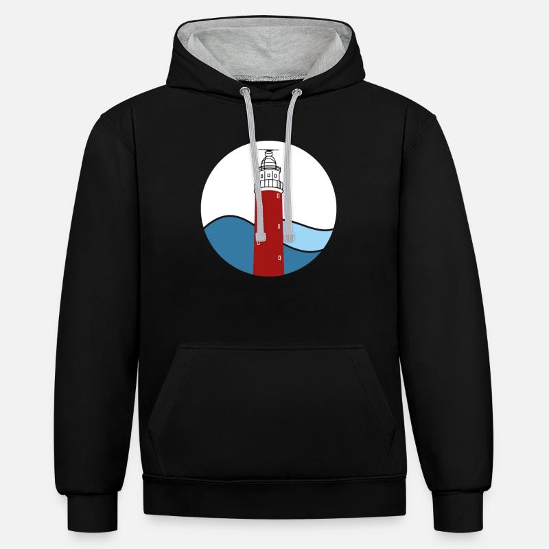 Phare Eierland Texel - Sweat à capuche contrasté - noir/gris chiné