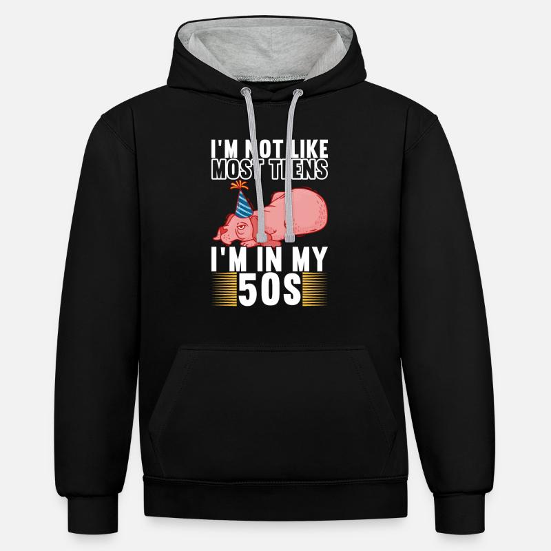 Grumpy Birthday - Kontrast-Hoodie - Schwarz/Grau meliert