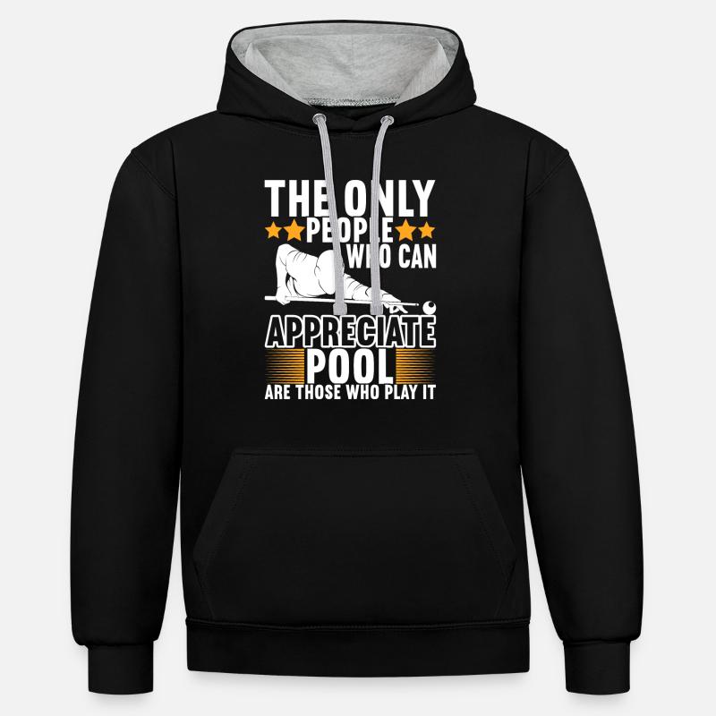 Billard de piscine - Sweat à capuche contrasté - noir/gris chiné