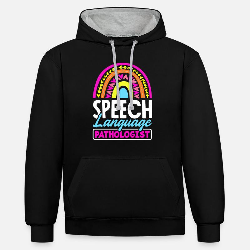 Speech Language Pathologist Speech Therapy - Kontrast-Hoodie - Schwarz/Grau meliert