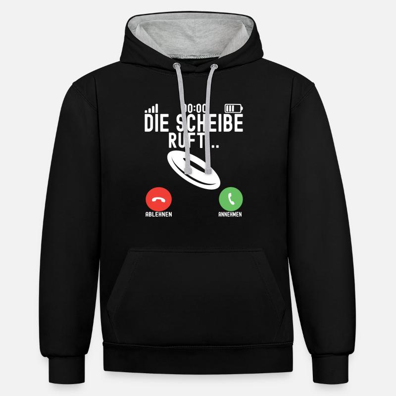 Disc Golf Disc Golfer - Kontrast-Hoodie - Schwarz/Grau meliert