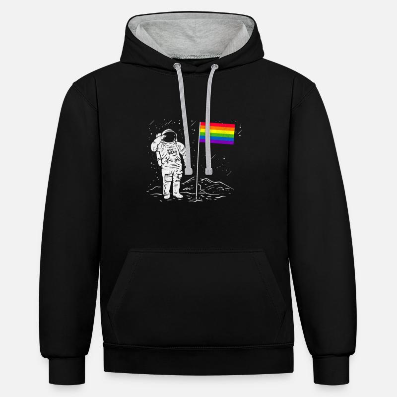 LGBTQ bisexuels - Sweat à capuche contrasté - noir/gris chiné