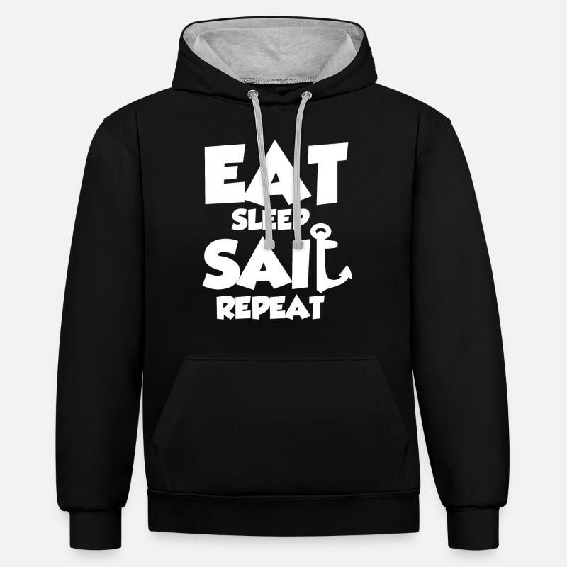 Manger Sleep Sail Répéter - Sweat à capuche contrasté - noir/gris chiné