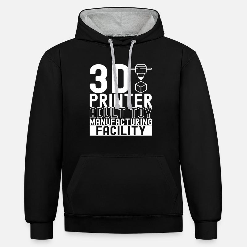 Impression 3D - Sweat à capuche contrasté - noir/gris chiné