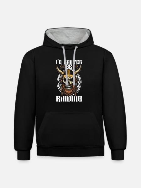 Vikinger Nordisch - Kontrast-Hoodie - Schwarz/Grau meliert