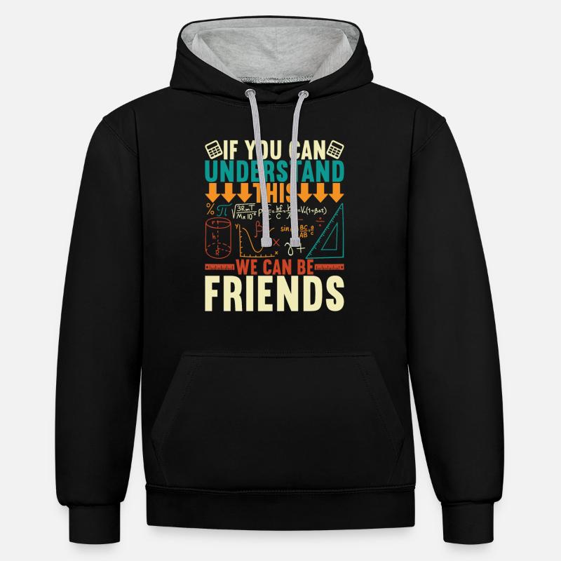 Math Math Teacher - Contrast hoodie - black/heather grey