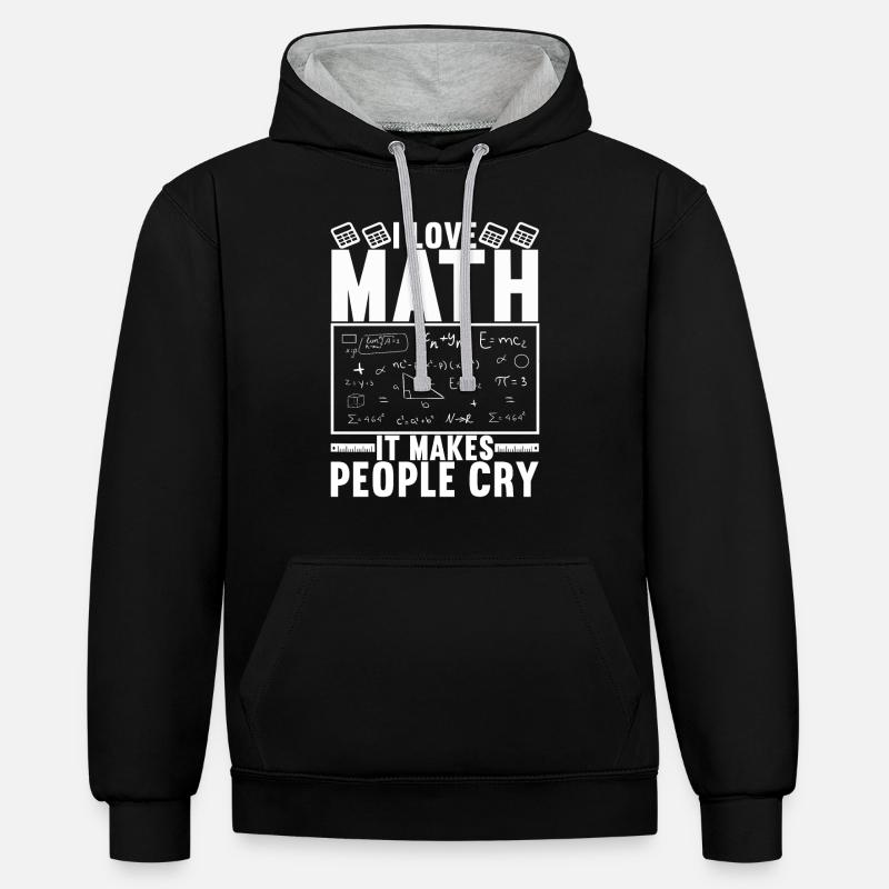 Professeur de mathématiques - Sweat à capuche contrasté - noir/gris chiné