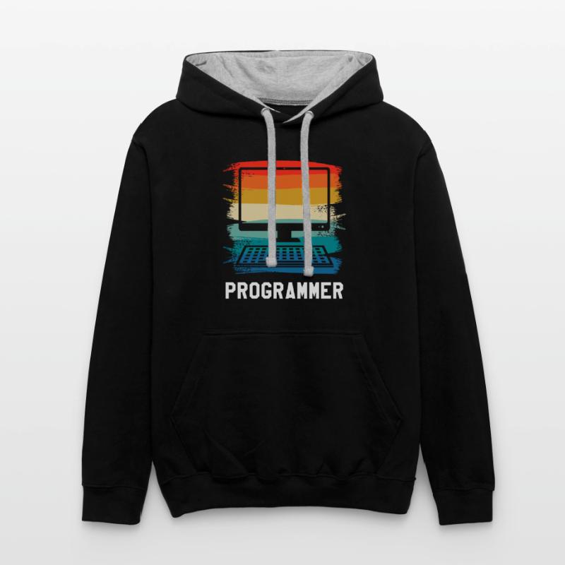 Retro Vintage Programmer Computer Programming Kontrast-Hoodie