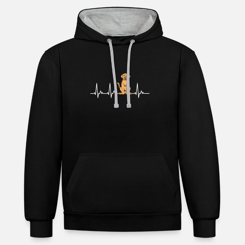 Broholmer Chiens cadeaux - Sweat à capuche contrasté - noir/gris chiné