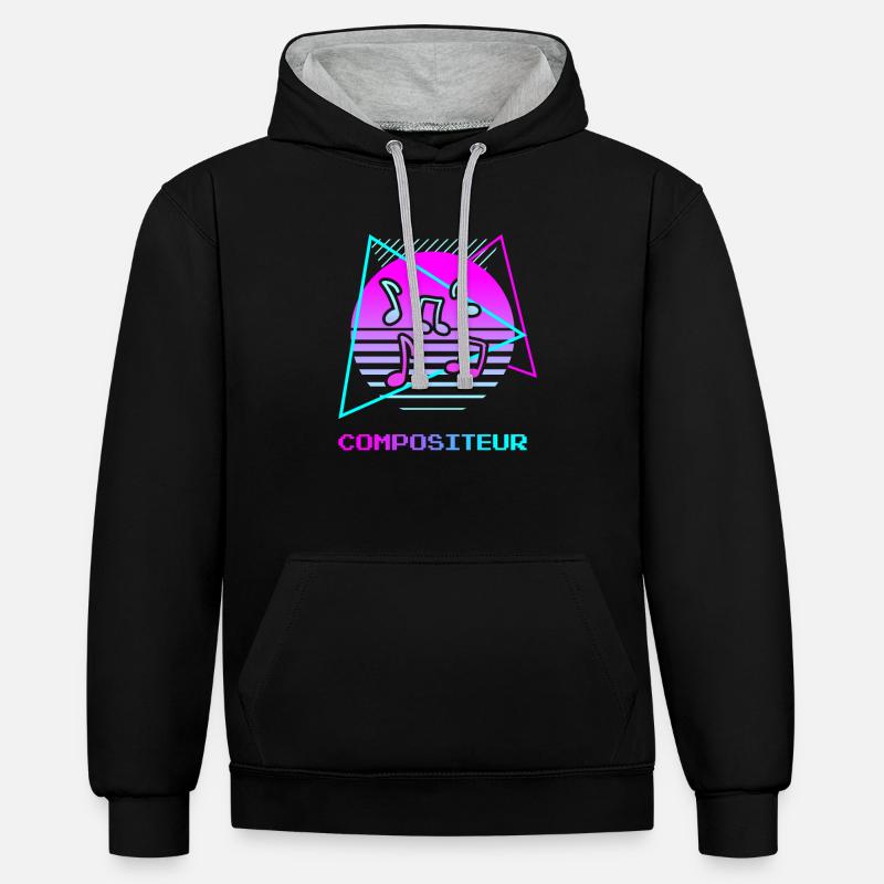 Retro Compositeur Composition Musicale - Sweat à capuche contrasté - noir/gris chiné