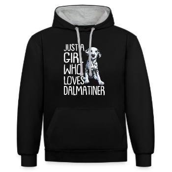 Dalmatiner Hund Dog Hundehalter - Kontrast-Hoodie - Schwarz/Grau meliert - Vorne - Anna (173cm) & Nico (186cm)