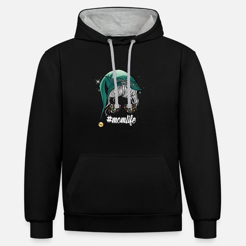 Joyeux Noël Mère beaux cadeaux - Sweat à capuche contrasté - noir/gris chiné