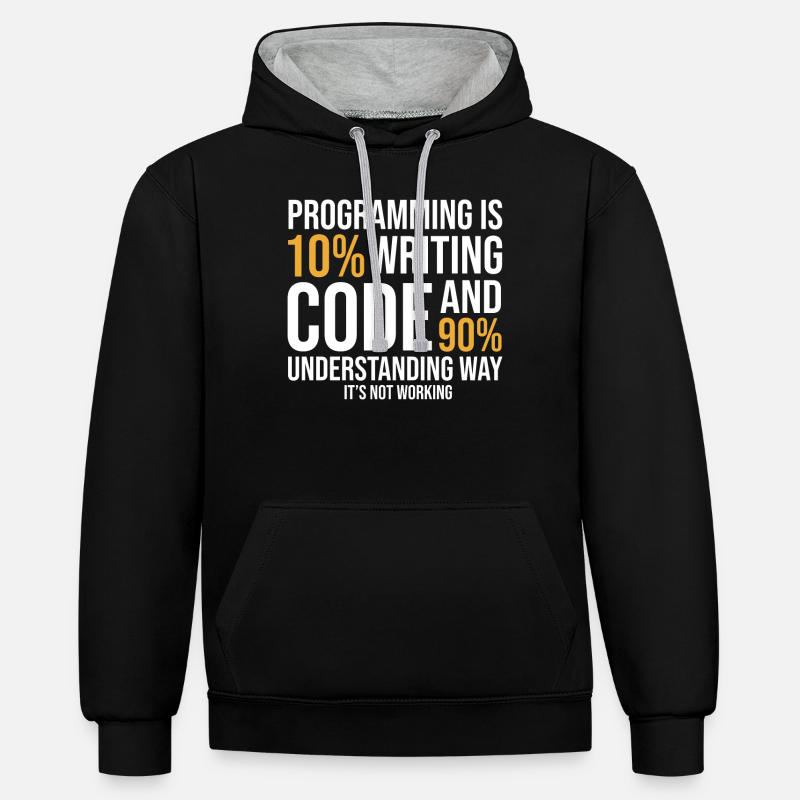 Programming Quote Saying Pun Joke - Kontrast-Hoodie - Schwarz/Grau meliert