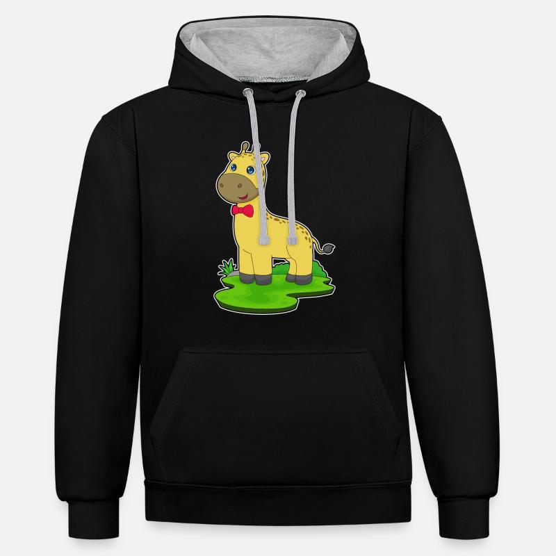 Arc de girafe - Sweat à capuche contrasté - noir/gris chiné