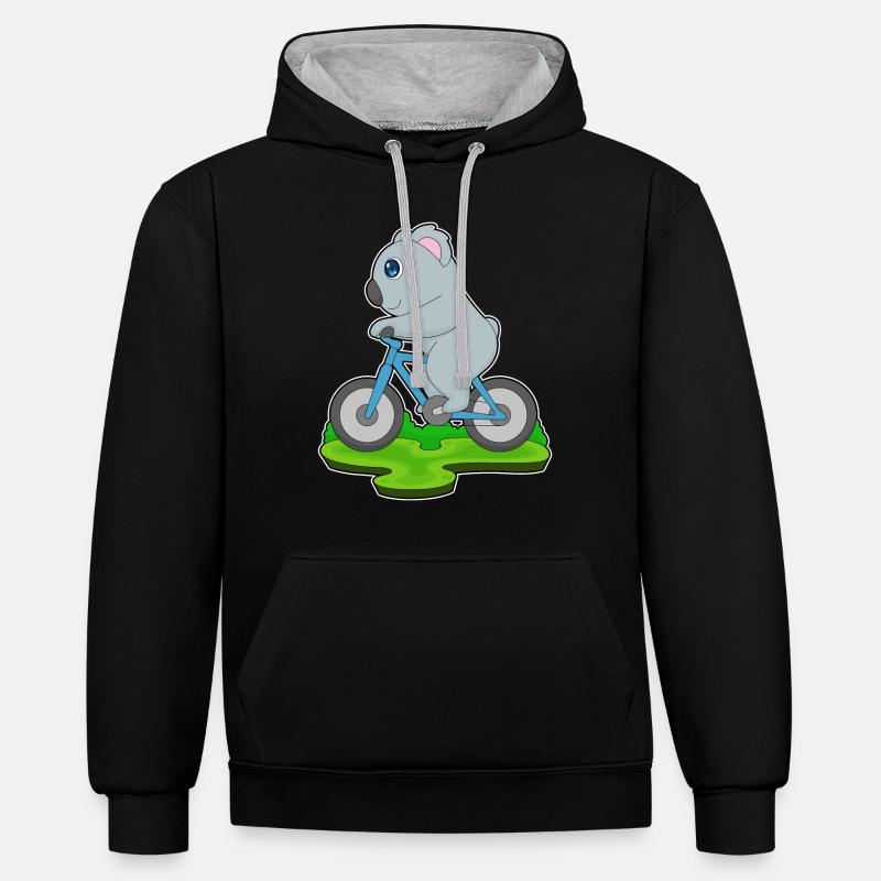Vélo Koala - Sweat à capuche contrasté - noir/gris chiné