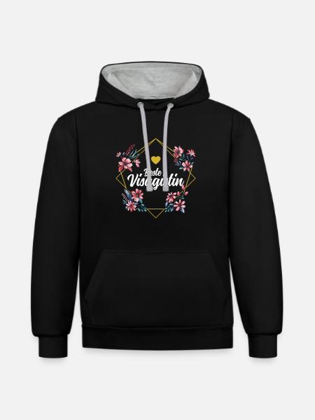 Beste Visagistin - Kontrast-Hoodie - Schwarz/Grau meliert