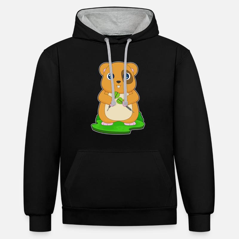 Fléchette de hamster Dartpfeil - Sweat à capuche contrasté - noir/gris chiné