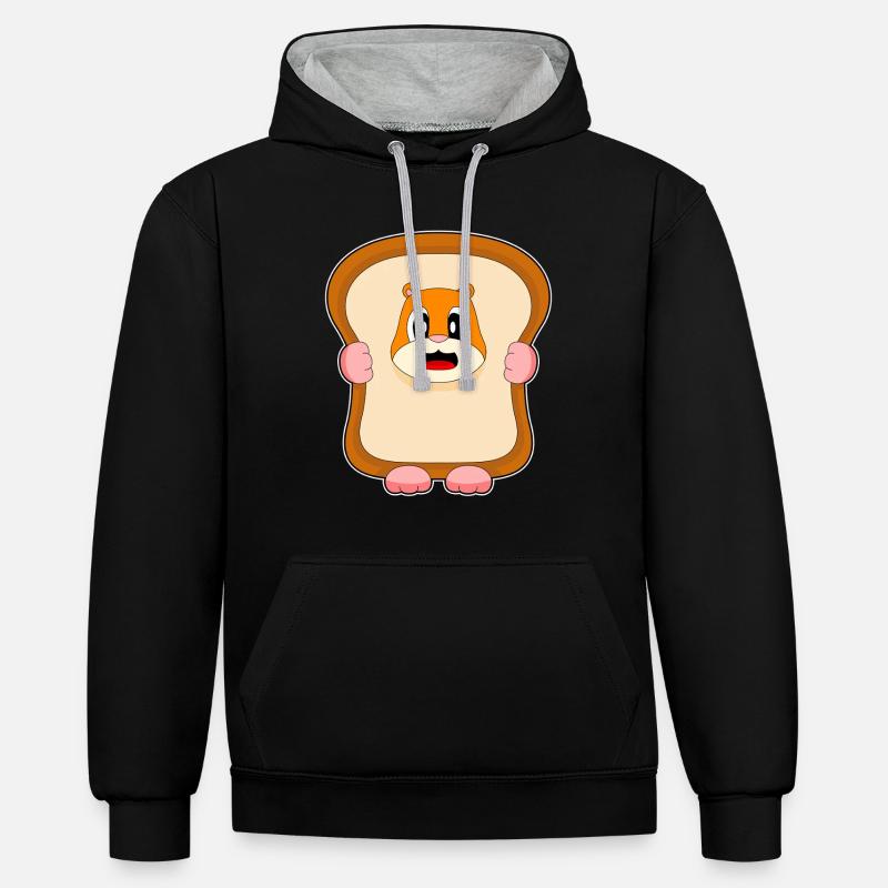Pain de hamster - Sweat à capuche contrasté - noir/gris chiné