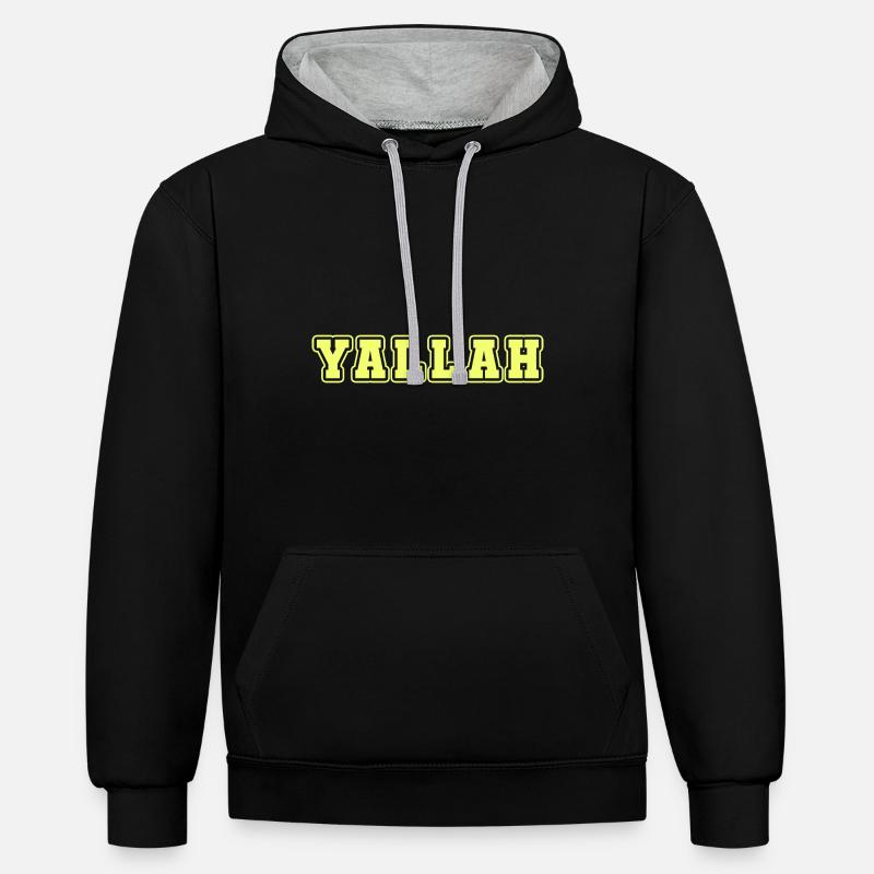Yallah - Sweat à capuche contrasté - noir/gris chiné