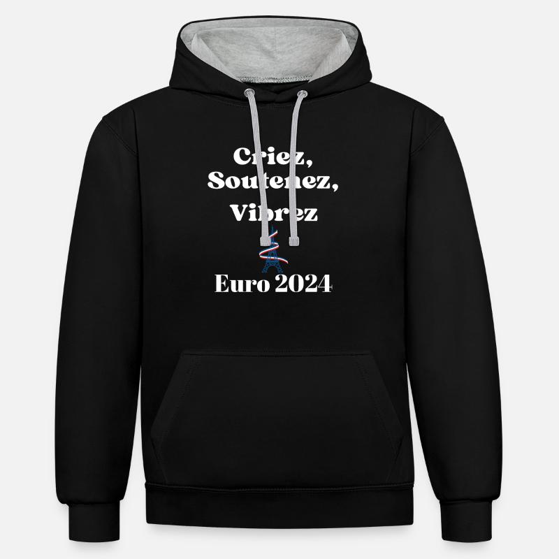 Criez soutenez vibrez - Sweat à capuche contrasté - noir/gris chiné