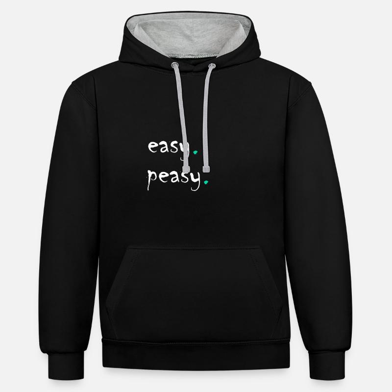 Facile. peasy. blanc / turquoise - Sweat à capuche contrasté - noir/gris chiné