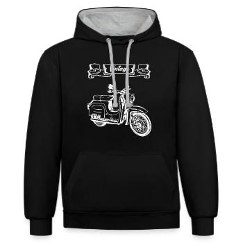 Simson Schwalbe Vintage Design - Sweat à capuche contrasté - noir/gris chiné - Devant - Anna (173cm) & Nico (186cm)