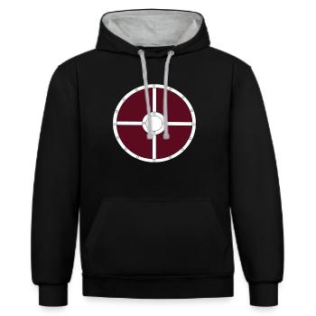 Wikinger_Schild - Kontrast-Hoodie - Schwarz/Grau meliert - Vorne - Anna (173cm) & Nico (186cm)