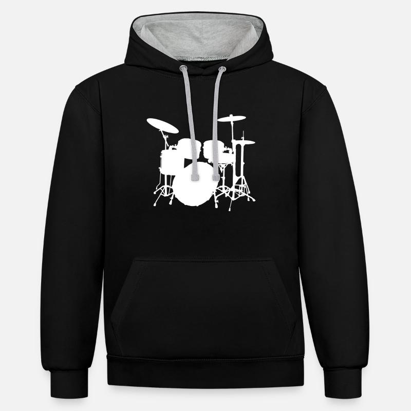 Batterie - Sweat à capuche contrasté - noir/gris chiné