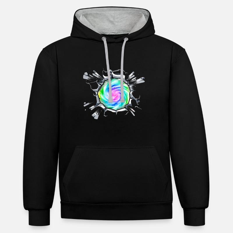 Portal Parallelwelt Univers Comic - Sweat à capuche contrasté - noir/gris chiné