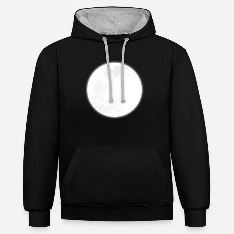 Pleine lune - Sweat à capuche contrasté - noir/gris chiné
