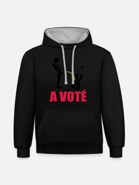 A voté - Sweat à capuche contrasté - noir/gris chiné