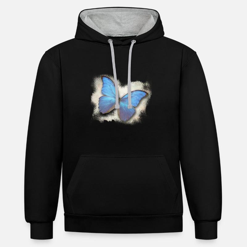 Papillon - Papillon - Sweat à capuche contrasté - noir/gris chiné