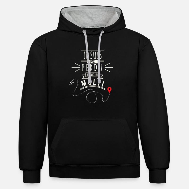 MULTI - Kontrast-Hoodie - Schwarz/Grau meliert