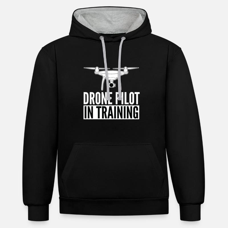 DRONE - Drone pilot in training - Kontrast-Hoodie - Schwarz/Grau meliert
