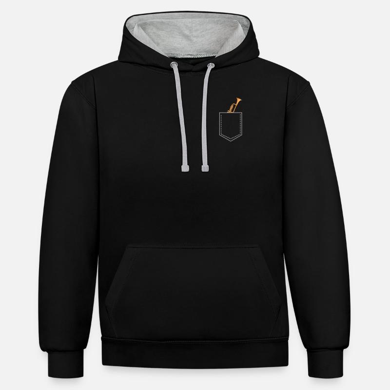 Trompette pocket jouer cadeau - Sweat à capuche contrasté - noir/gris chiné