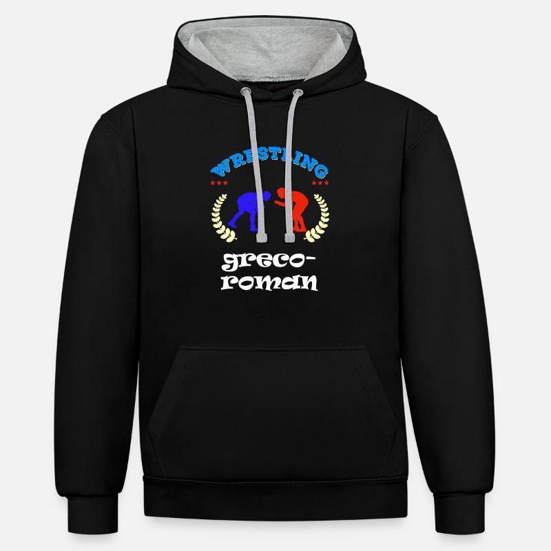 lutteur de lutte gréco-romaine - Sweat à capuche contrasté - noir/gris chiné