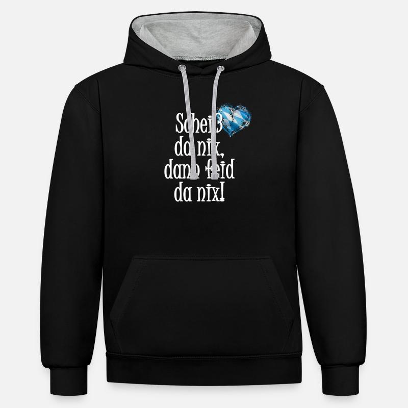 Merde, la Bavière - Sweat à capuche contrasté - noir/gris chiné