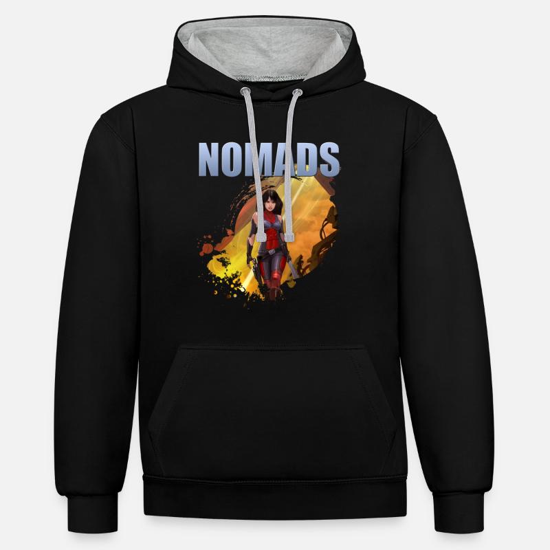 Nomads Legacy 0008 - Sweat à capuche contrasté - noir/gris chiné
