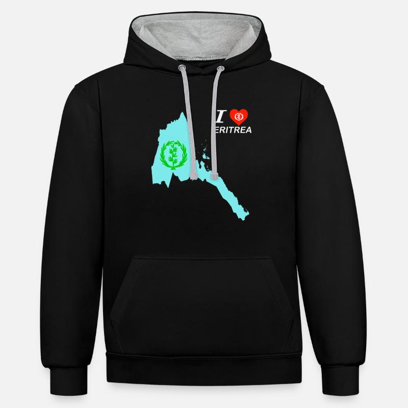 Carte drapeau érythréen - Sweat à capuche contrasté - noir/gris chiné