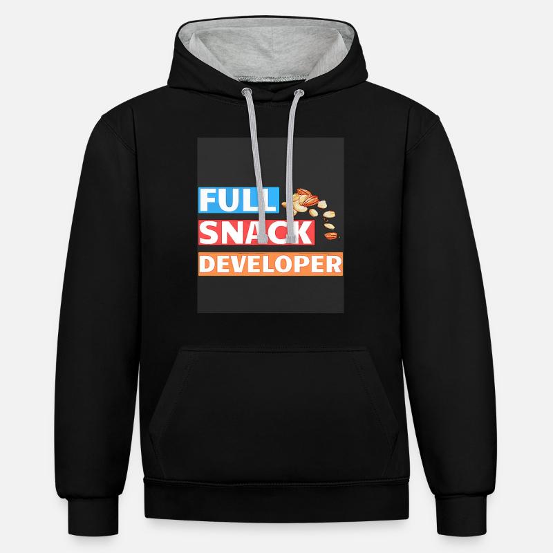 FULL SNACK DEVELOPER - DEVELOPER PUN - Contrast hoodie - black/heather grey