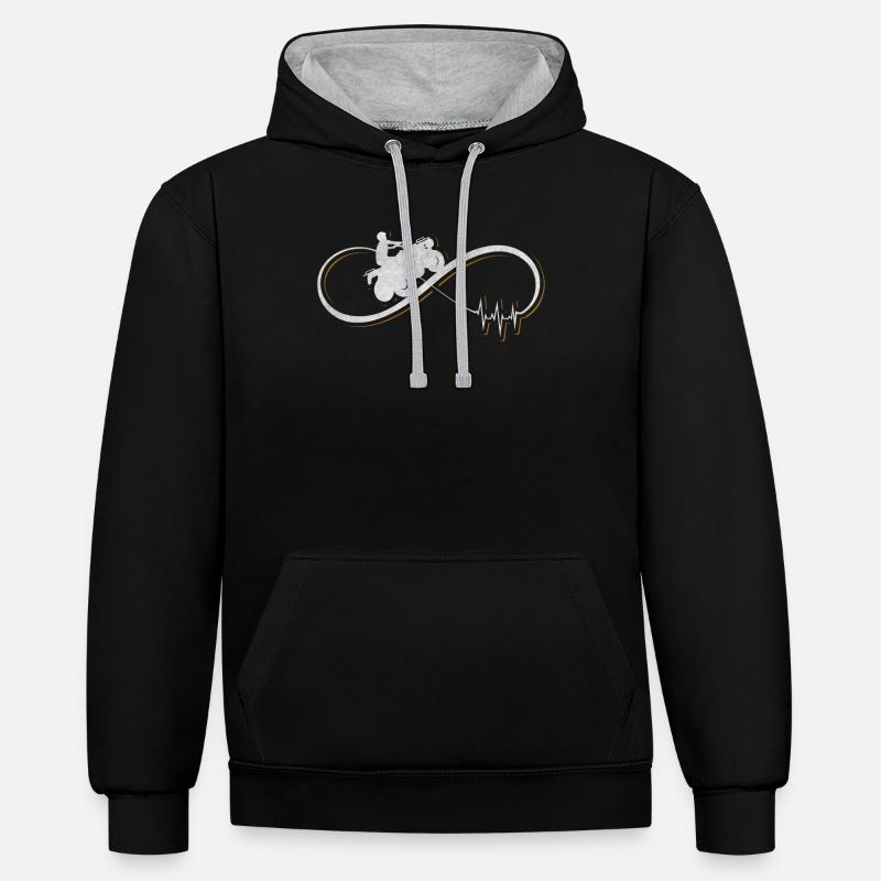 J'aime quad cadeau vélo - Sweat à capuche contrasté - noir/gris chiné