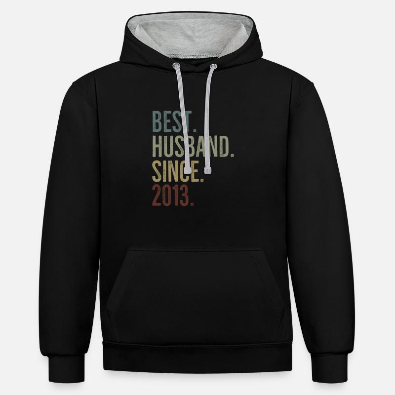 Bester Ehemann seit 2013 - Kontrast-Hoodie - Schwarz/Grau meliert