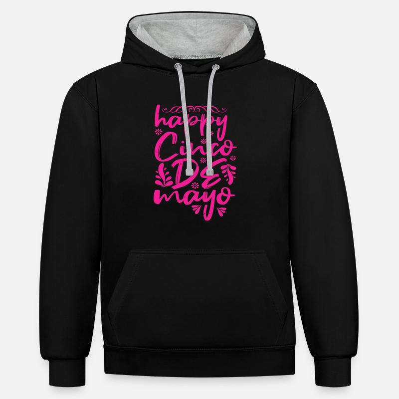 JOYEUX CINCO DE MAYO 2 - Sweat à capuche contrasté - noir/gris chiné