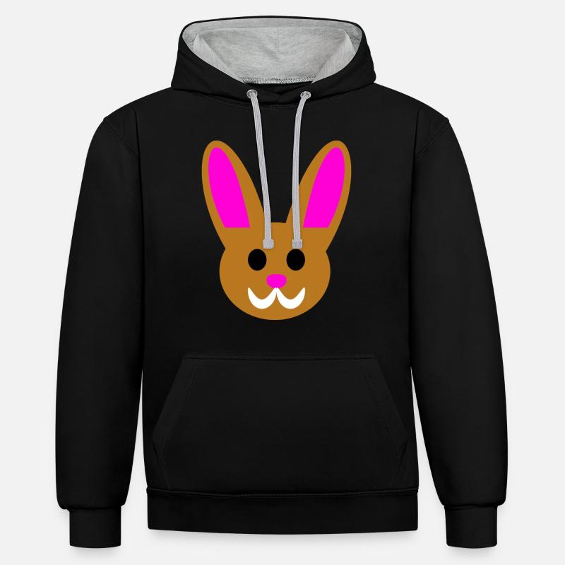 Lapin de Pâques mignon - Sweat à capuche contrasté - noir/gris chiné