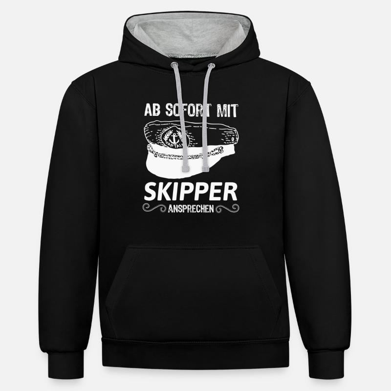 Skipper - Kontrast-Hoodie - Schwarz/Grau meliert