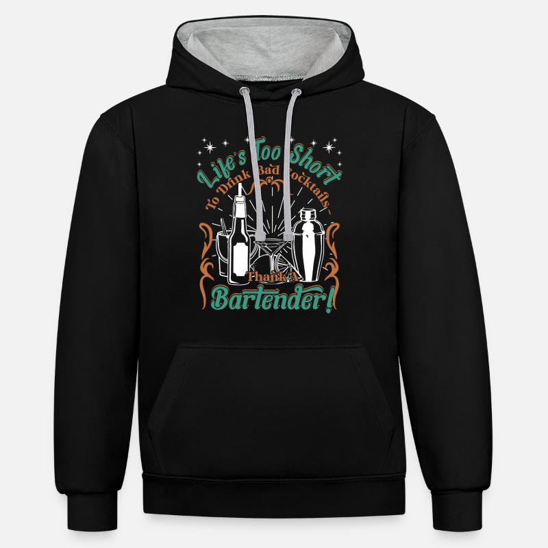 Cocktail de bain - Sweat à capuche contrasté - noir/gris chiné