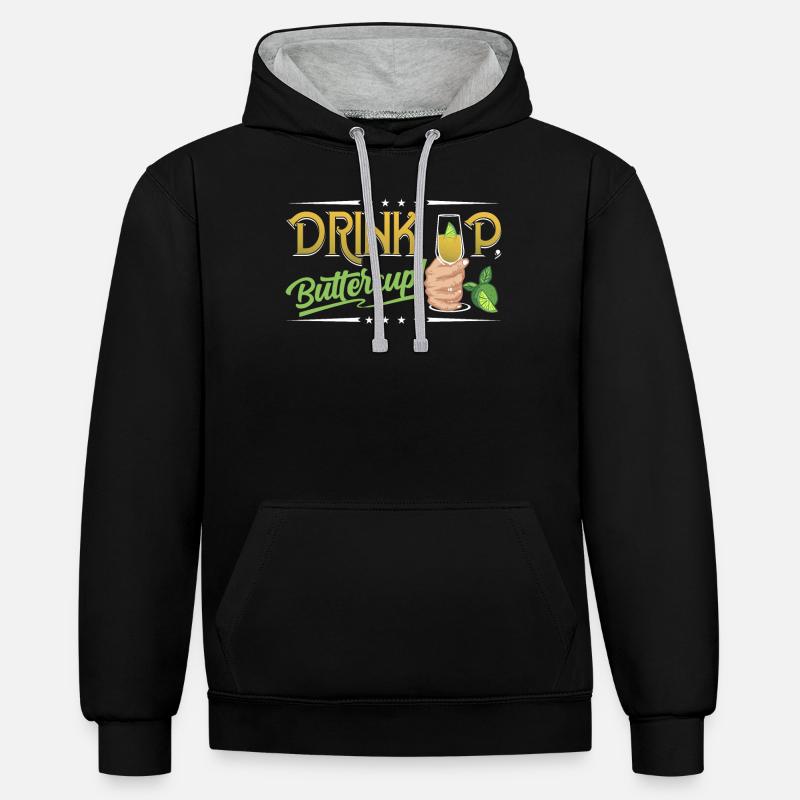 Buvez - Sweat à capuche contrasté - noir/gris chiné