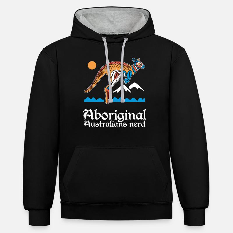 Aborigènes Australiens Nerd - Sweat à capuche contrasté - noir/gris chiné