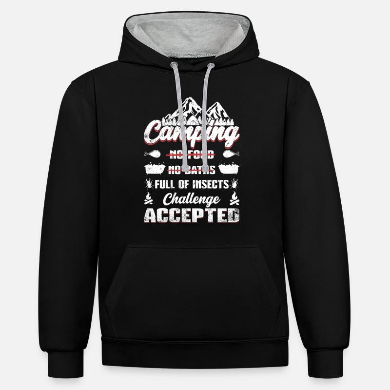 camping Challenge accepted - Contrast hoodie - black/heather grey